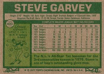 1977 Topps #400 Steve Garvey Back