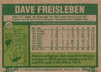 1977 Topps #407 Dave Freisleben Back