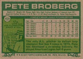 1977 Topps #409 Pete Broberg Back