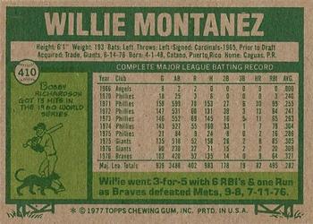 1977 Topps #410 Willie Montanez Back