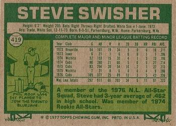 1977 Topps #419 Steve Swisher Back