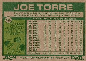 1977 Topps #425 Joe Torre Back