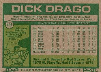 1977 Topps #426 Dick Drago Back