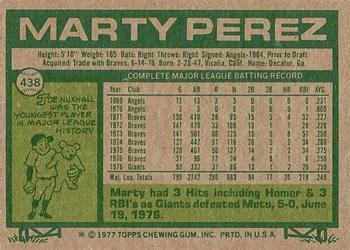 1977 Topps #438 Marty Perez Back