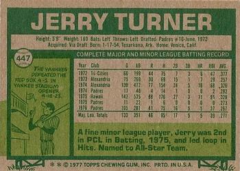 1977 Topps #447 Jerry Turner Back