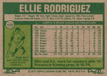 1977 Topps #448 Ellie Rodriguez Back