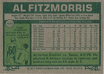 1977 Topps #449 Al Fitzmorris Back