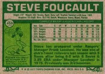 1977 Topps #459 Steve Foucault Back