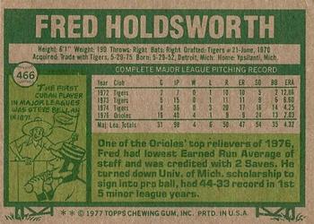 1977 Topps #466 Fred Holdsworth Back