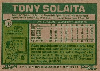 1977 Topps #482 Tony Solaita Back