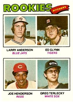 1977 Topps #487 1977 Rookie Pitchers (Larry Anderson / Ed Glynn / Joe Henderson / Greg Terlecky) Front