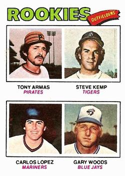 1977 Topps #492 1977 Rookie Outfielders (Tony Armas / Steve Kemp / Carlos Lopez / Gary Woods) Front