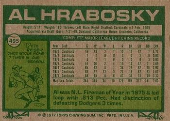 1977 Topps #495 Al Hrabosky Back