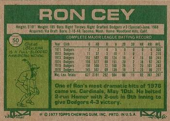 1977 Topps #50 Ron Cey Back
