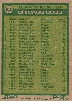 1977 Topps #518 Chicago Cubs / Herman Franks Back