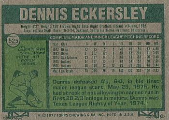 1977 Topps #525 Dennis Eckersley Back