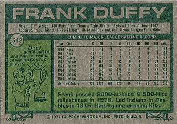 1977 Topps #542 Frank Duffy Back