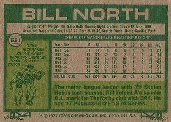 1977 Topps #551 Bill North Back