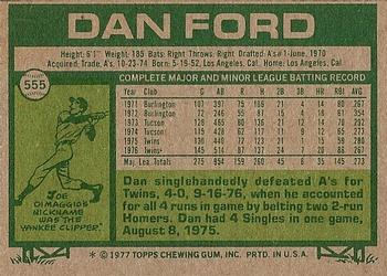 1977 Topps #555 Dan Ford Back