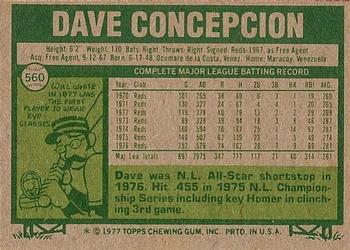 1977 Topps #560 Dave Concepcion Back