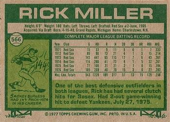 1977 Topps #566 Rick Miller Back