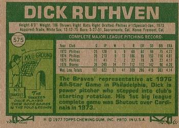 1977 Topps #575 Dick Ruthven Back