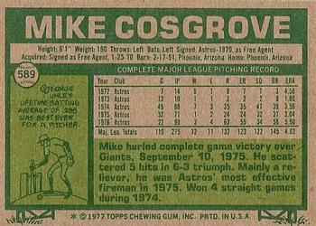 1977 Topps #589 Mike Cosgrove Back