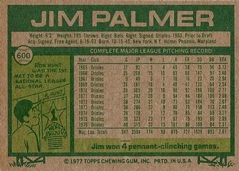 1977 Topps #600 Jim Palmer Back