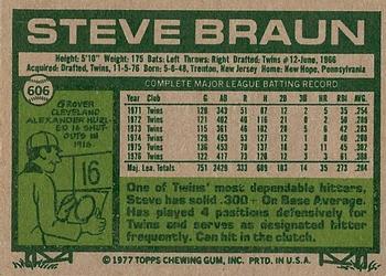 1977 Topps #606 Steve Braun Back