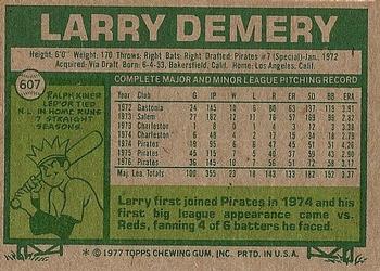 1977 Topps #607 Larry Demery Back