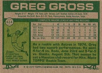 1977 Topps #614 Greg Gross Back