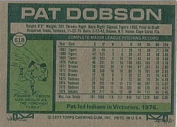 1977 Topps #618 Pat Dobson Back