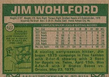 1977 Topps #622 Jim Wohlford Back