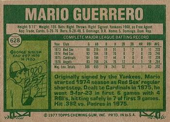 1977 Topps #628 Mario Guerrero Back