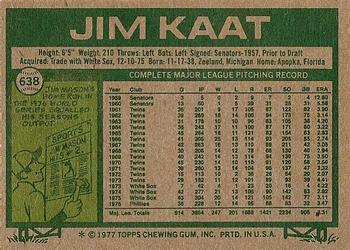 1977 Topps #638 Jim Kaat Back