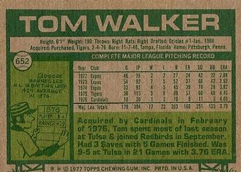 1977 Topps #652 Tom Walker Back