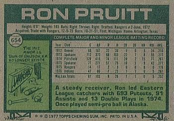 1977 Topps #654 Ron Pruitt Back