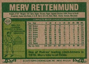 1977 Topps #659 Merv Rettenmund Back