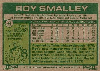 1977 Topps #66 Roy Smalley Back