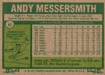 1977 Topps #80 Andy Messersmith Back