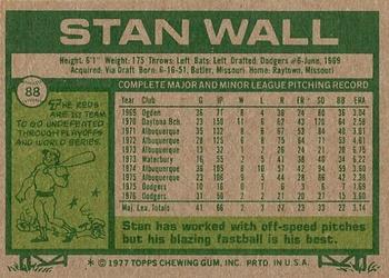1977 Topps #88 Stan Wall Back