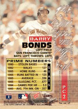 1996 Stadium Club - Prime Cuts #PC2 Barry Bonds Back