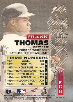 1996 Stadium Club - Prime Cuts #PC8 Frank Thomas Back