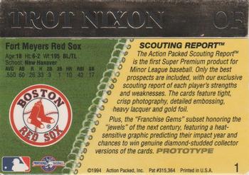 1994 Action Packed Minors - Prototypes #1 Trot Nixon Back