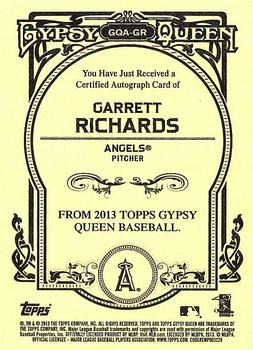 2013 Topps Gypsy Queen - Autographs #GQA-GR Garrett Richards Back