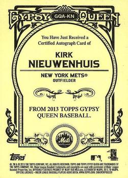 2013 Topps Gypsy Queen - Autographs #GQA-KN Kirk Nieuwenhuis Back