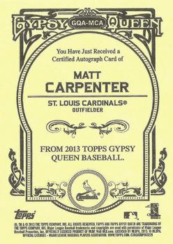 2013 Topps Gypsy Queen - Autographs #GQA-MCA Matt Carpenter Back