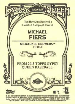 2013 Topps Gypsy Queen - Autographs #GQA-MF Michael Fiers Back