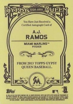 2013 Topps Gypsy Queen - Autographs #GQA-ARA A.J. Ramos Back