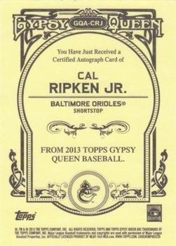2013 Topps Gypsy Queen - Autographs #GQA-CRJ Cal Ripken Jr. Back